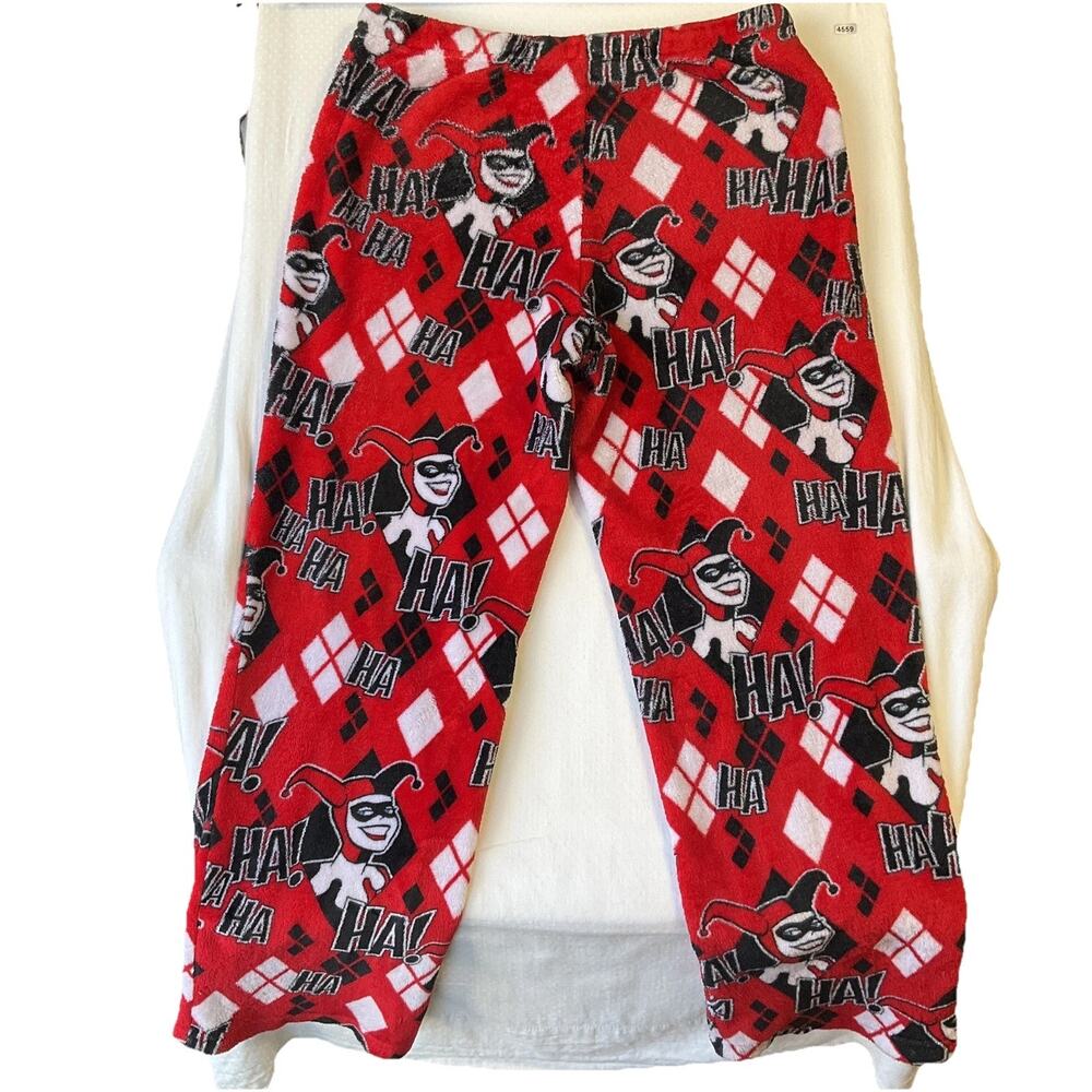 DC Comics Women Sleepwear L (12-14) Red Pajama Pants Graphic Fleece 29” Batman - Picture 8 of 8